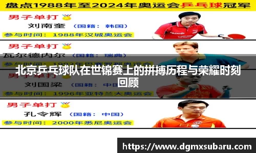北京乒乓球队在世锦赛上的拼搏历程与荣耀时刻回顾